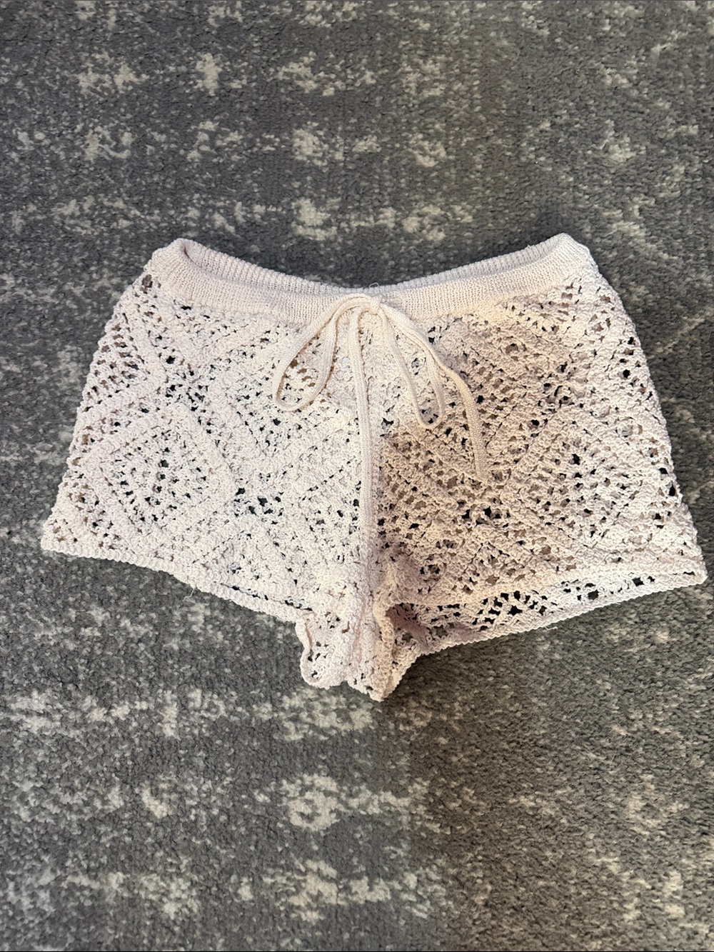 wild fable Crochet Tie-Waist Shorts in Light Pink